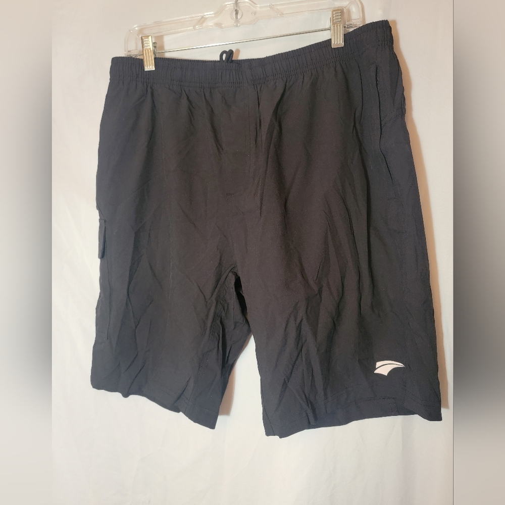 Ezrun Men's XL Black 3D Padded Cycling Cargo Shorts Reflective Lined Drawstring